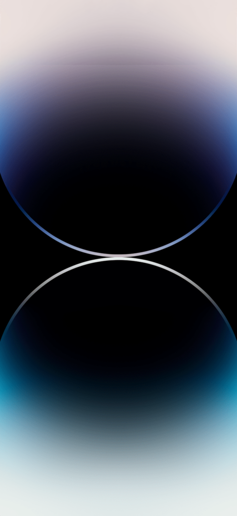 An abstract digital design featuring a symmetrical gradient with a deep black center. The top and bottom edges transition from dark blue to light blue and white, creating the illusion of a reflective surface.
