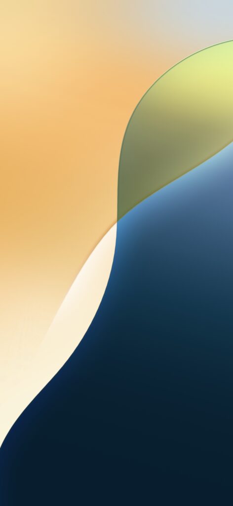 An abstract image featuring smooth curves and gradients. The color transitions from a warm beige and orange at the top left to a rich blue at the bottom right, with a soft green accent near the center.
