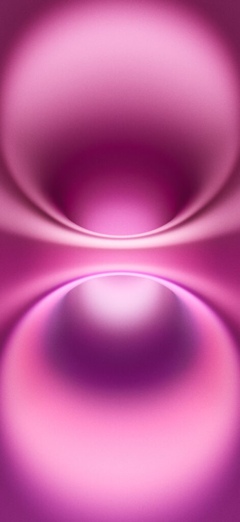 Abstract image featuring smooth gradients of pink and purple. Soft, circular shapes create a sense of depth and symmetry, resembling a fluid, vortex-like design with highlights and shadows accentuating the 3D effect.
