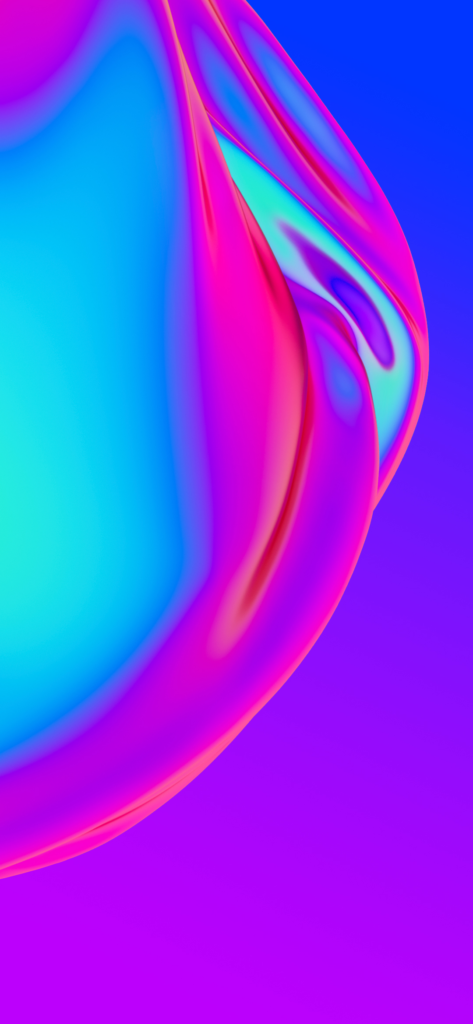 A vibrant abstract image featuring swirling gradients of pink, purple, and blue hues. The design creates a smooth, flowing pattern with a glossy, liquid-like texture against a deep blue background.
