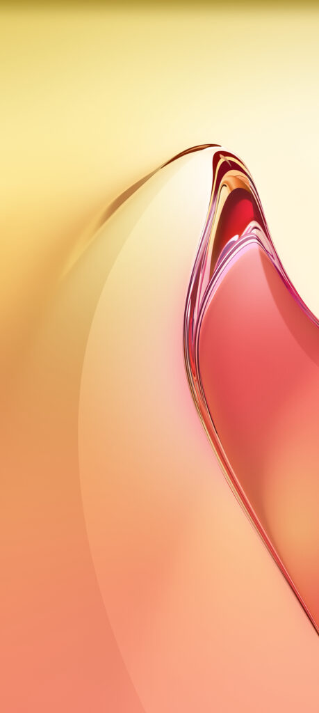 Abstract image featuring flowing curves and gradients of yellow, peach, and pink, resembling liquid or glass. The smooth, organic shapes create a sense of motion and fluidity against a soft, blended background.
