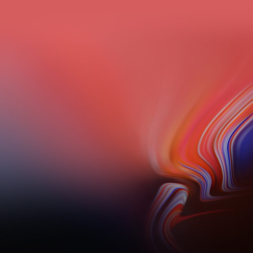 A digital abstract artwork featuring smooth, swirling lines in shades of orange, red, and brown with hints of blue and white. The design creates a sense of fluid motion and blends warm and cool tones harmoniously.
