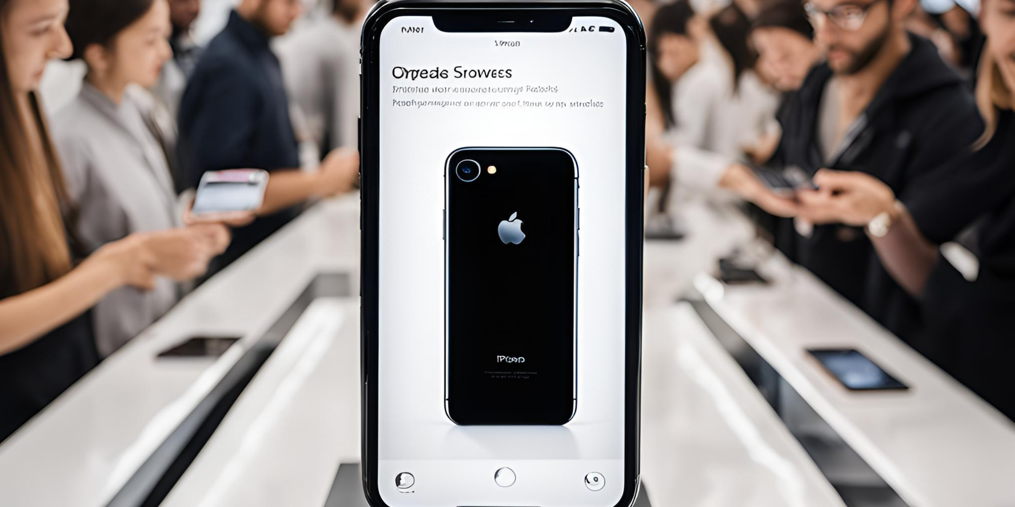 Customers crowd around the display to purchase the popular black iPhone model, now available for Rs 10,000 more than other colors