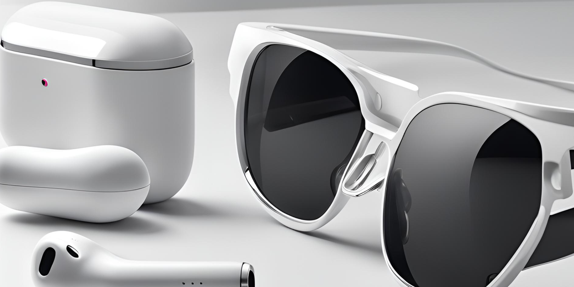 Exploring the future of wearable technology: Apple Smart Glasses seamlessly integrated with AirPods featuring built-in cameras, revolutionizing how we connect and experience the world around us.