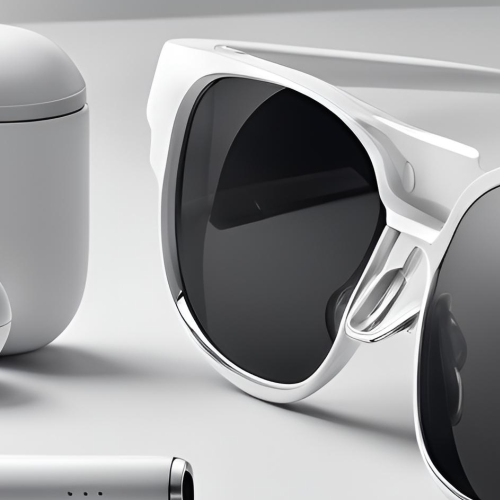 Exploring the future of wearable technology: Apple Smart Glasses seamlessly integrated with AirPods featuring built-in cameras, revolutionizing how we connect and experience the world around us.